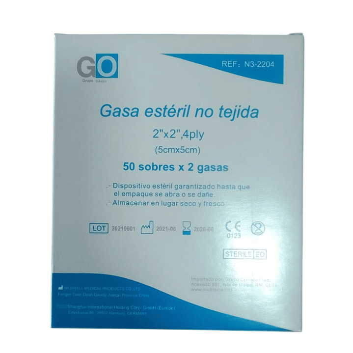 Gasa no Tejida — 5 x 5 cm  — Caja (50 Un/Sobres) — GO 1