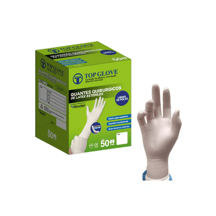 Guantes Quirúrgicos Látex Estériles Libre de Polvo - Top Glove 1