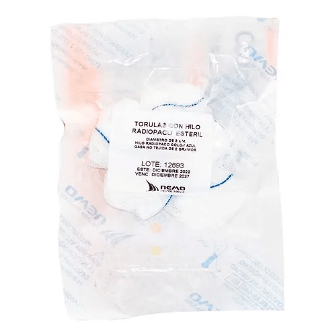 Torulas de Gasa 3 cm Radiopaco - 5 unidades - Nemo 1