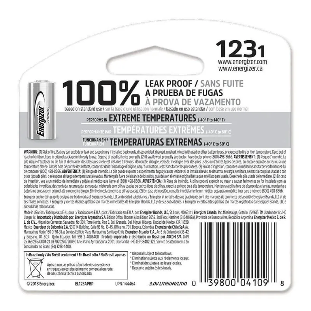 Pila Litio 123 - Energizer 2