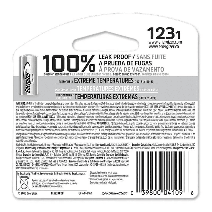 Pila Litio 123 - Energizer 2