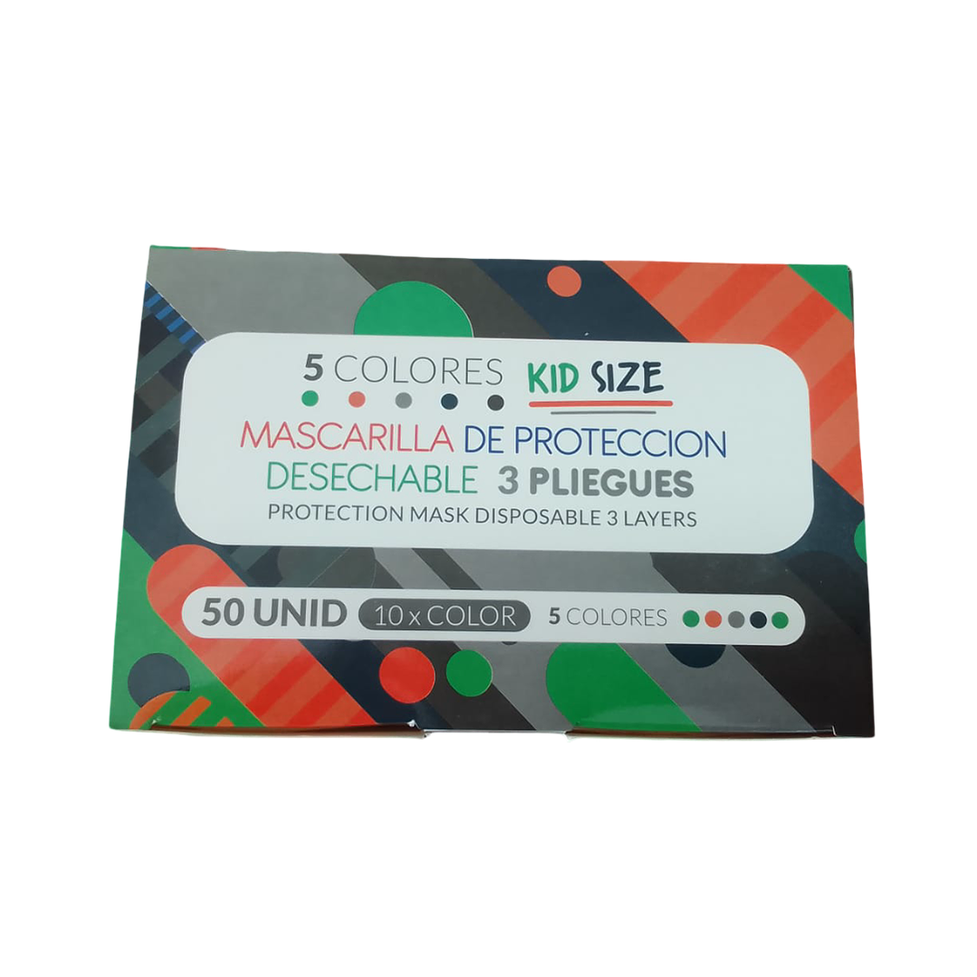 Mascarilla 3 pliegues Pediátrica 50 unidades - Kid Size 2