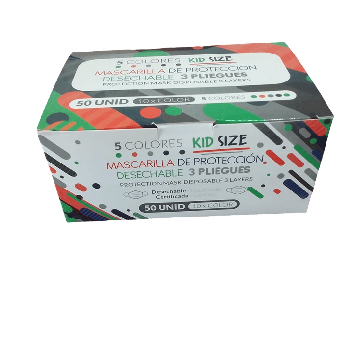 Mascarilla 3 pliegues Pediátrica 50 unidades - Kid Size 1