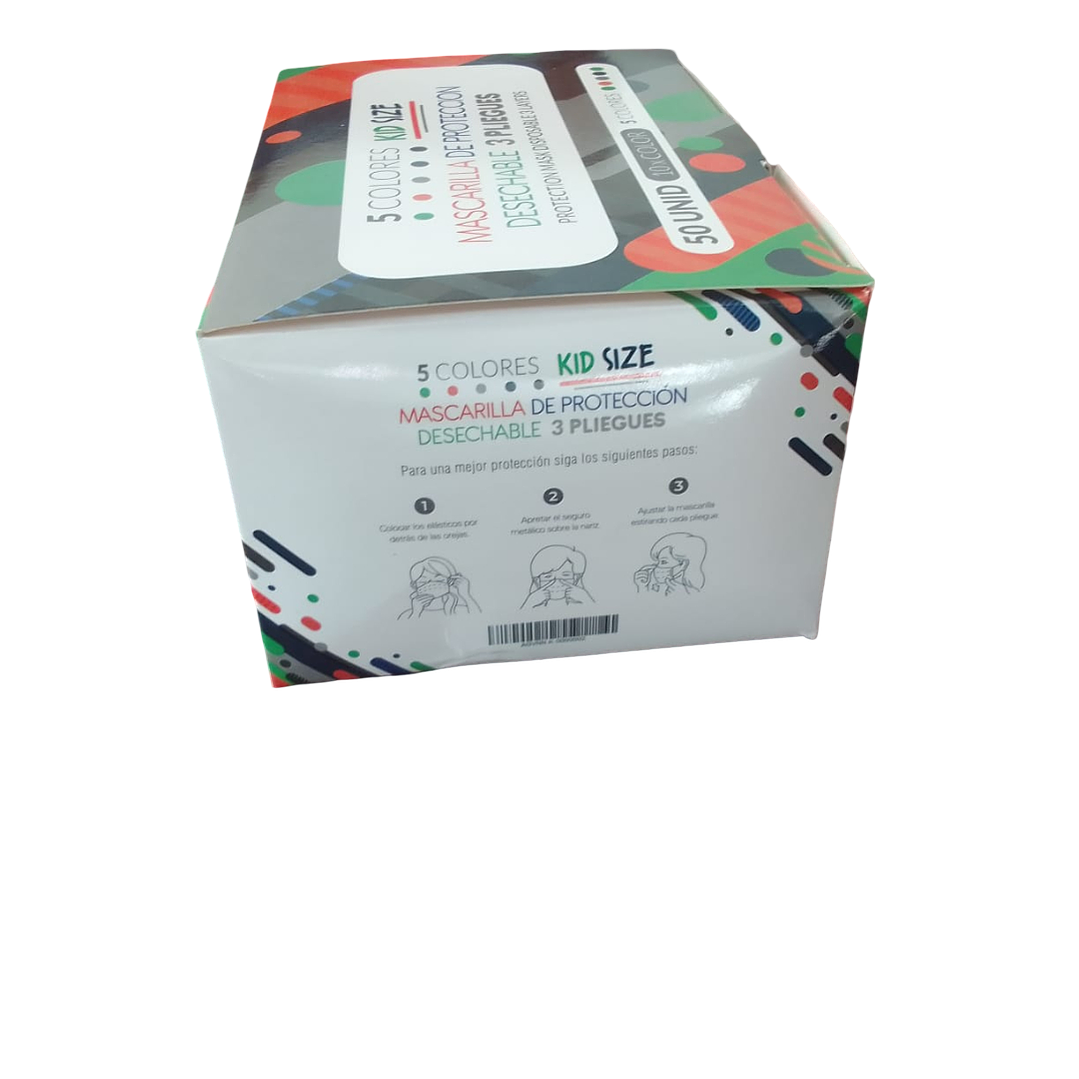 Mascarilla 3 pliegues Pediátrica 50 unidades - Kid Size 4