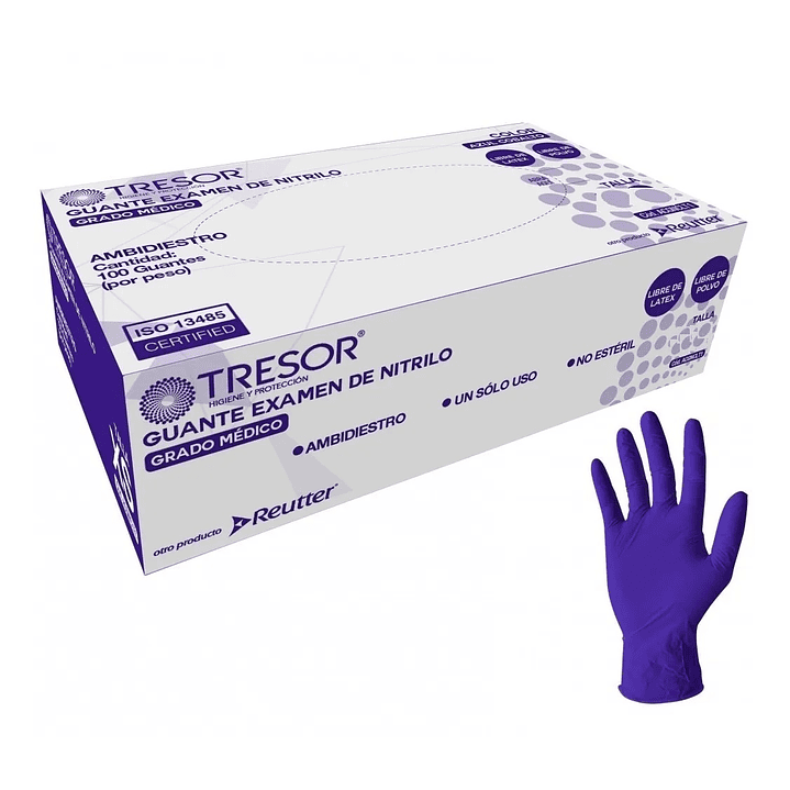 Guante Nitrilo Azul Cobalto — Tallas — Caja 100 Unidades — TRESOR 1
