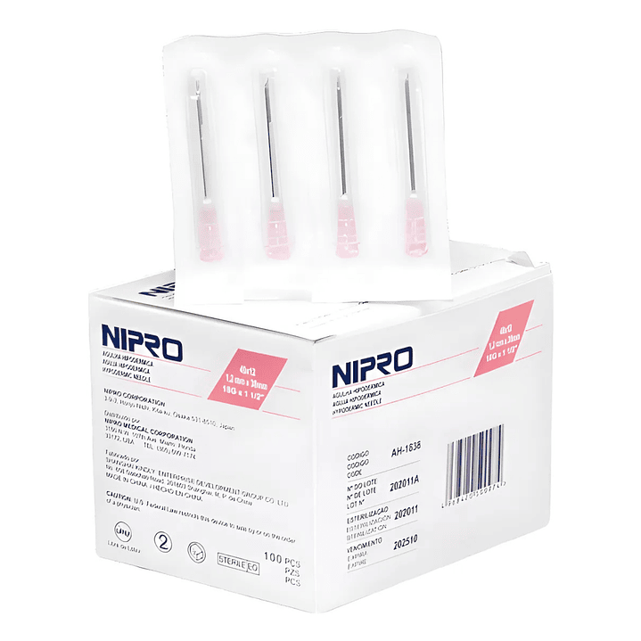 AH-1838 - Nipro Aguja Hipodérmica 18G X 1 1/2 - Unidad 1