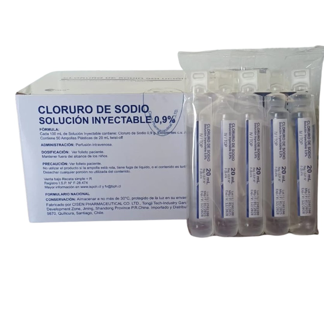 Suero Fisiológico – Cloruro de Sodio 0,9% - 20 ml - Cisen - 1