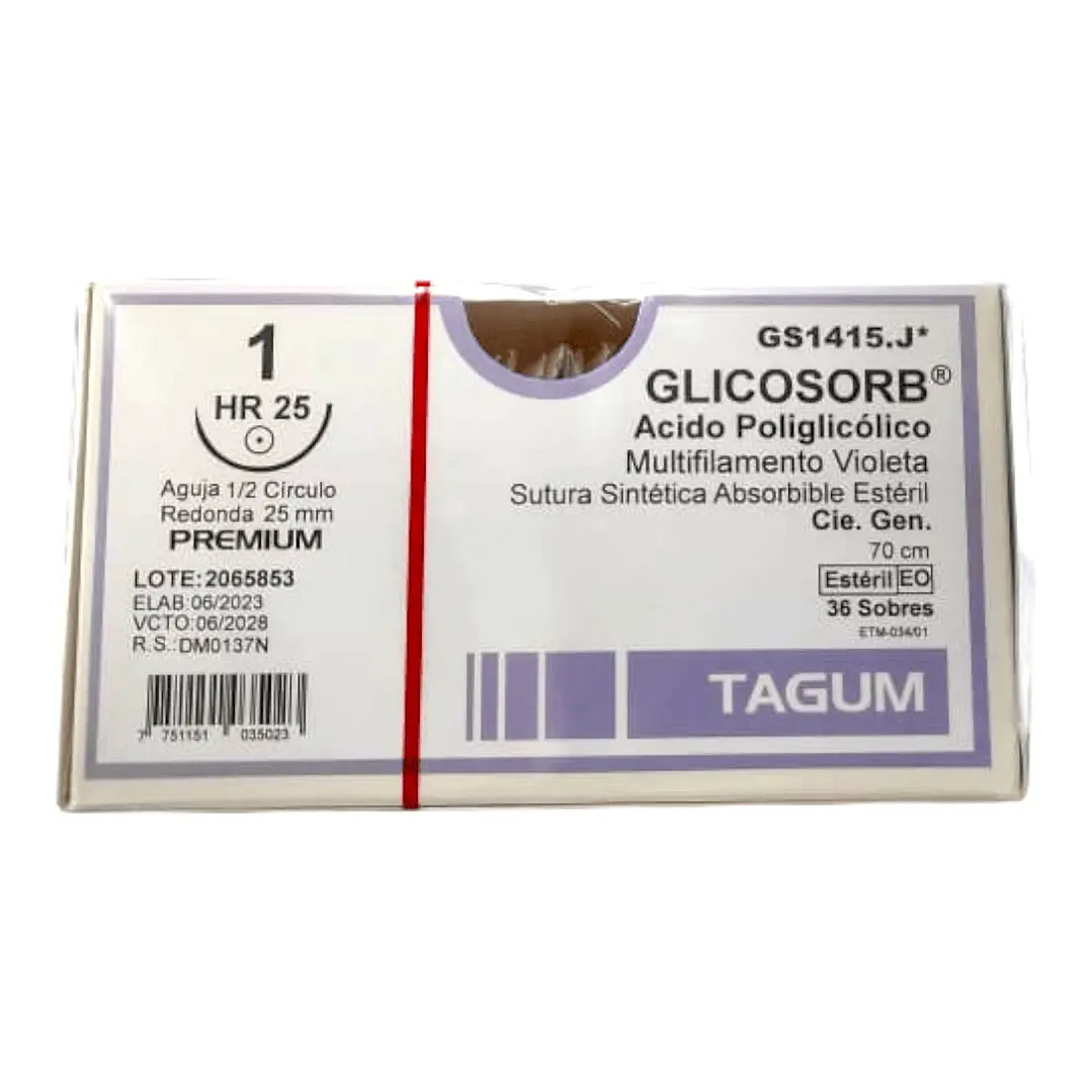 Sutura Acido Poliglicólico 2/0 HR 25 Glicosorb - Tagum (Ref. GS1115.J) 2