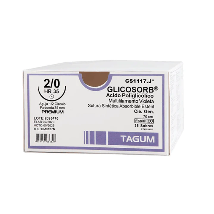 Sutura Acido Poliglicólico 2/0 HR 25 Glicosorb - Tagum (Ref. GS1115.J) 1