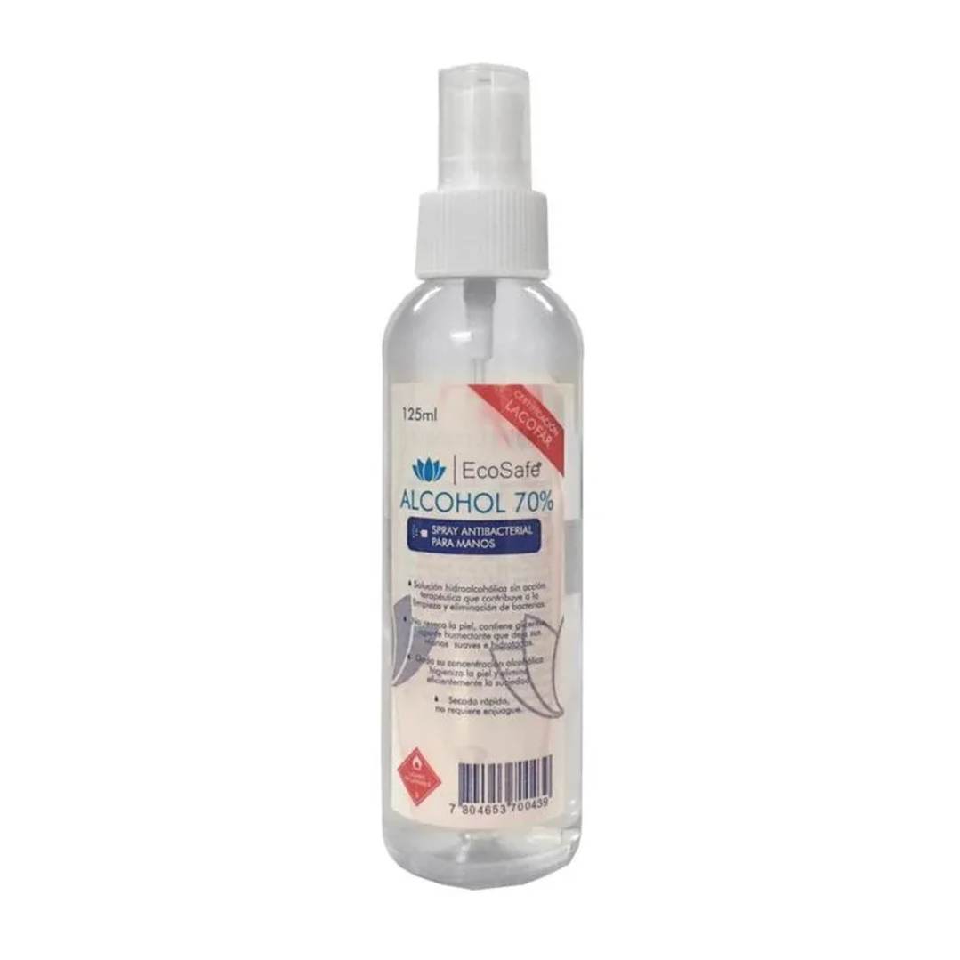 Alcohol Antibacterial Spray 70° 125 ml - Ecosafe 1