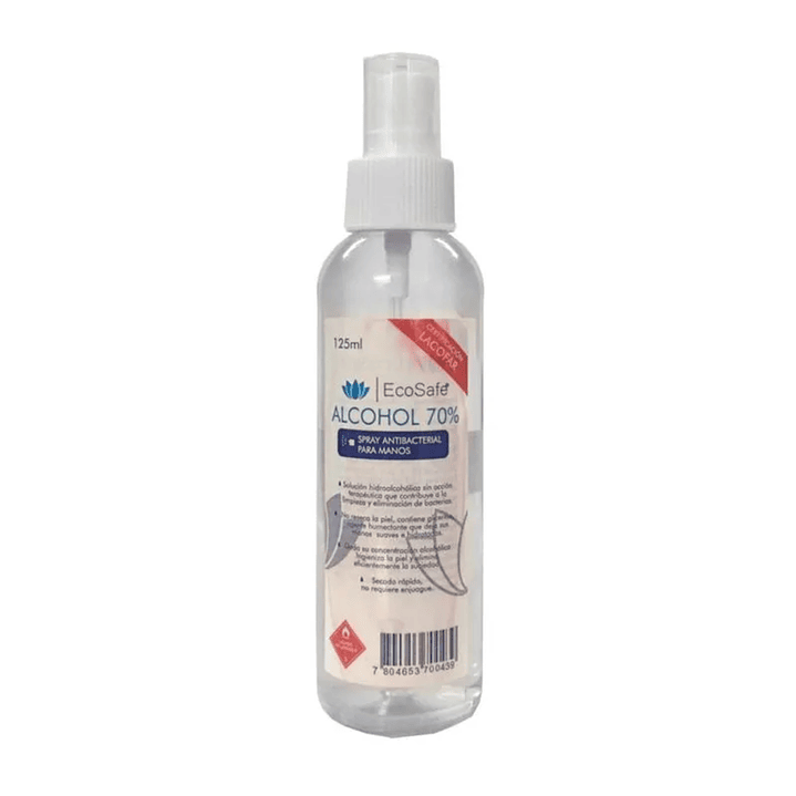 Alcohol Antibacterial Spray 70° 125 ml - Ecosafe 1