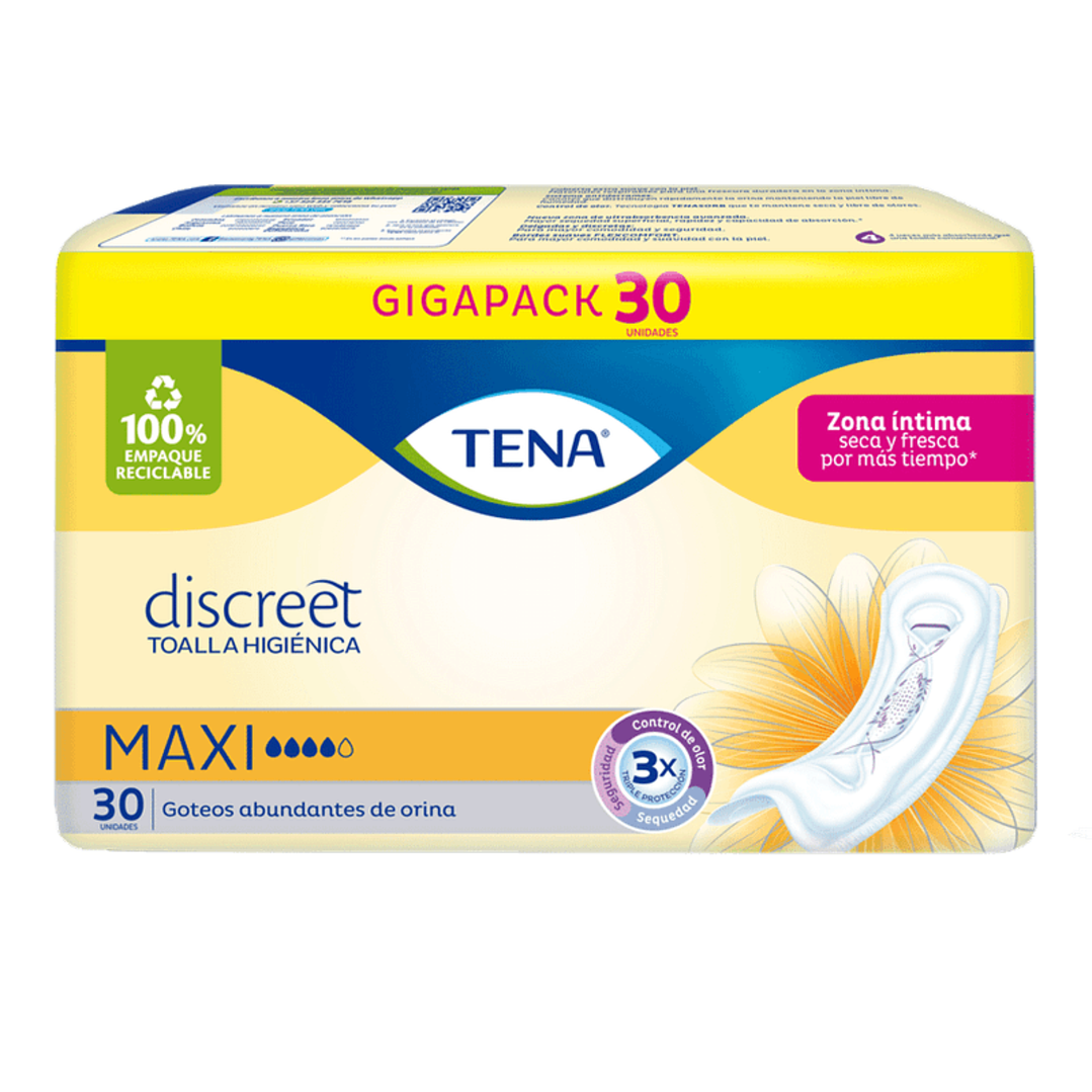 Toalla Higiénica Discreet Maxi - 30 Toallas - TENA  1
