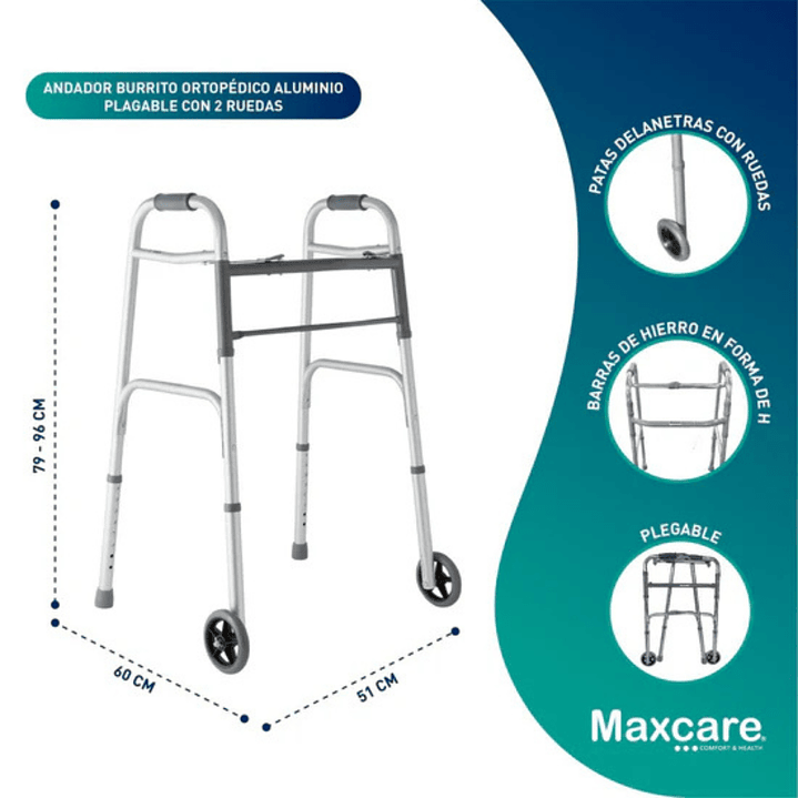 Andador Plegable Dos Ruedas - Maxcare (Ref. APR010) 2