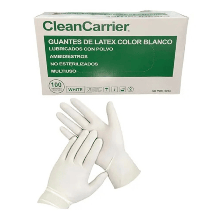 Guantes Látex Blanco - Talla XS - CleanCarrier 1