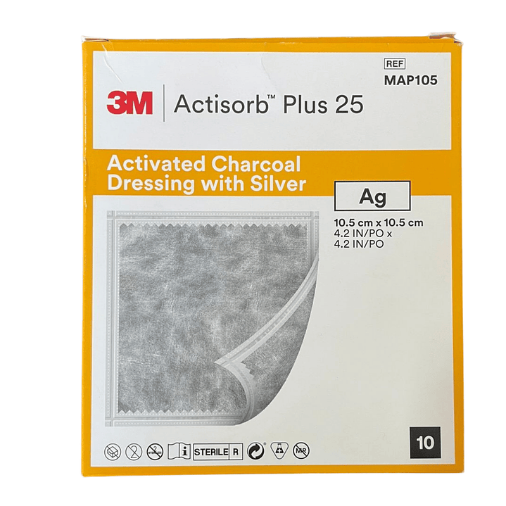 ACTISORB PLUS 25 — Apósito Carbón Activado + Plata — Medidas 3