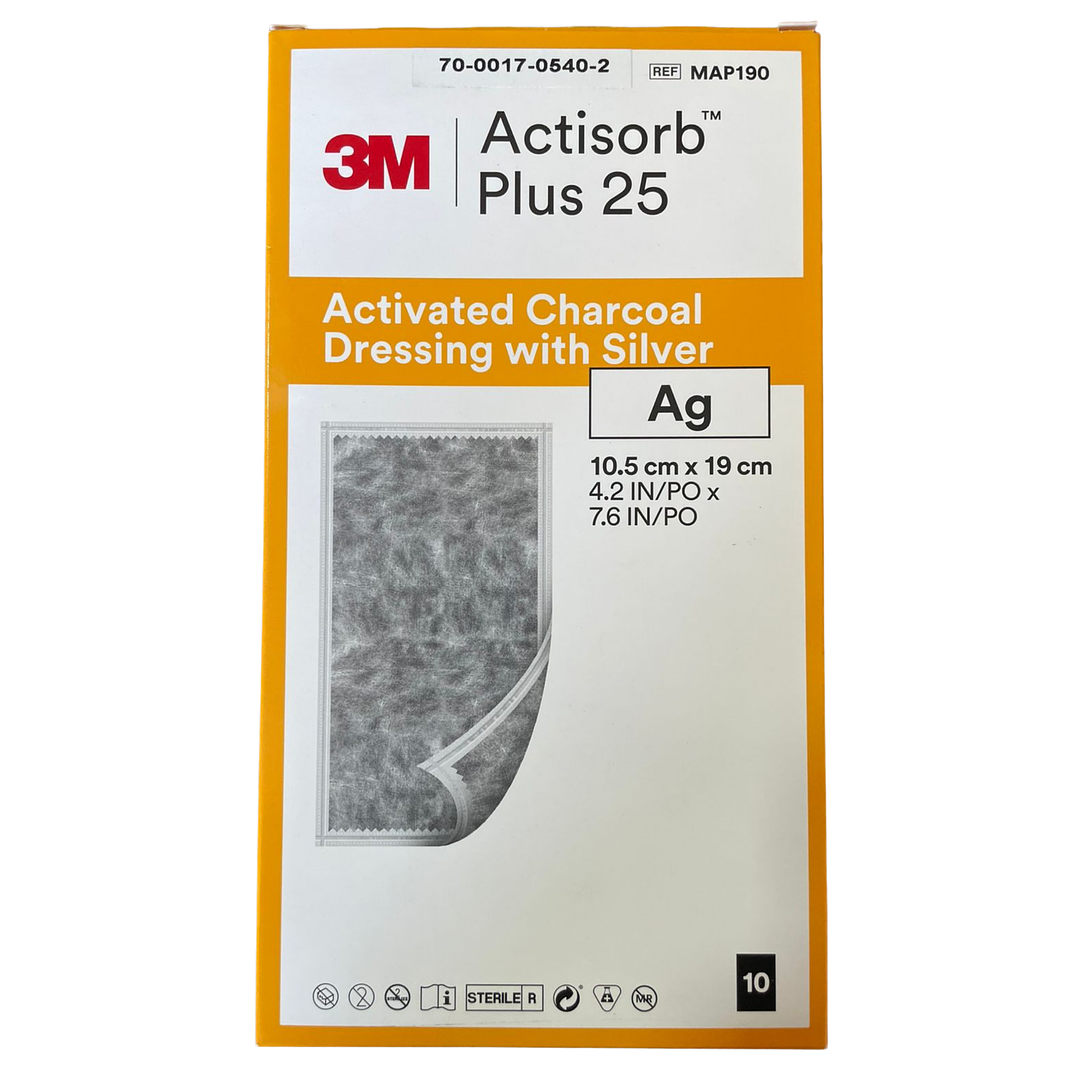 ACTISORB PLUS 25 — Apósito Carbón Activado + Plata — Medidas 4