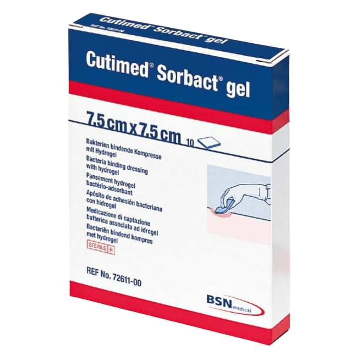 Apósito Antimicrobiano Gel Cutimed Sorbact — 7.5 x 7.5 cm — BSN - Ref: 72611-44 1