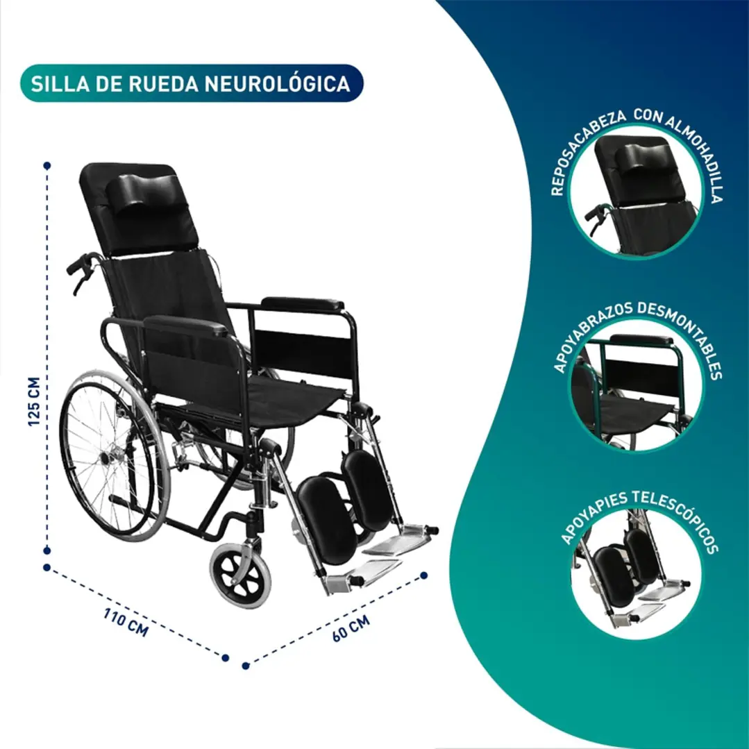 Silla de Ruedas Neurológica - Glomed - Ref. SNS010V 2
