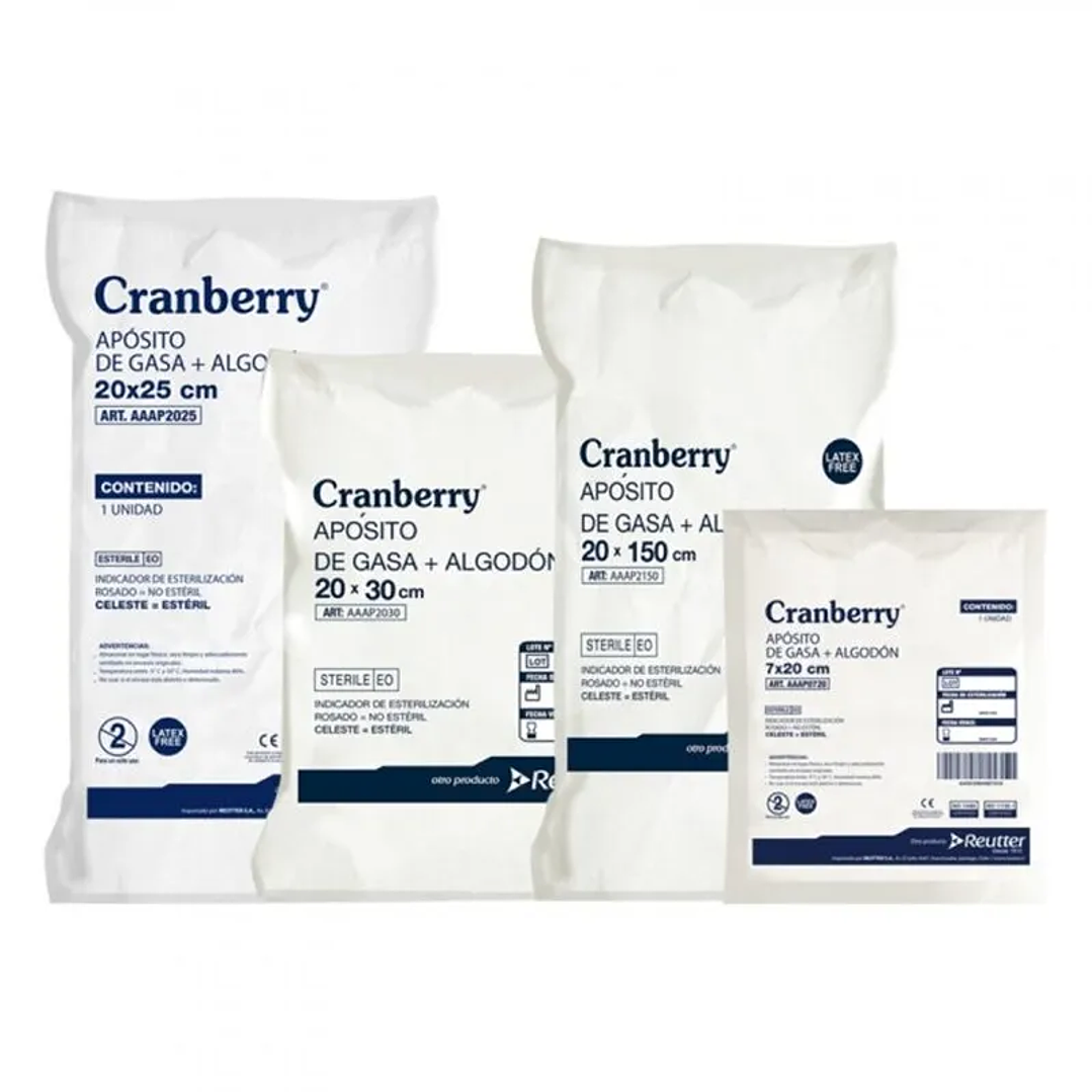 Apósito de Gasa + Algodón 20x25 Cranberry - Bolsa 10 unidades 1