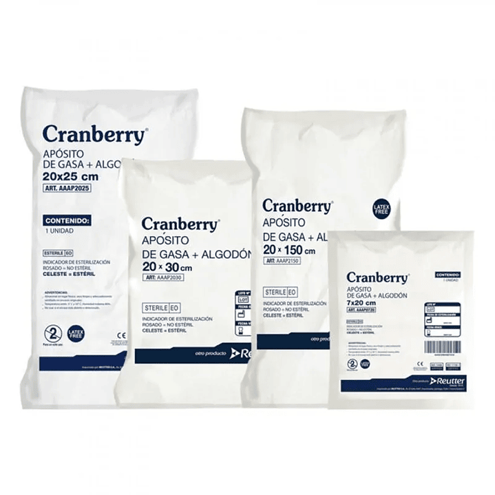 Apósito de Gasa + Algodón 20x25 Cranberry - Bolsa 10 unidades 1