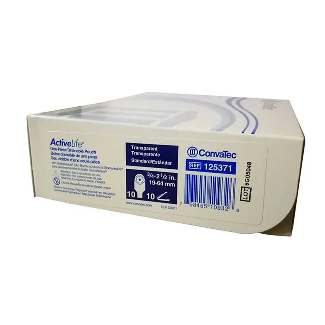 Bolsa Drenable Recortable Con Barrera Stomahesive ActiveLife – 19-64 mm – Transparente – 125371  2