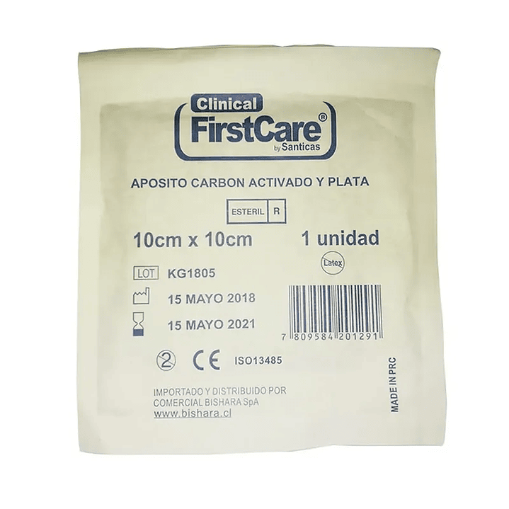 Apósito Carbón Activado + Ag — 10×10 cm - FirstCare 1
