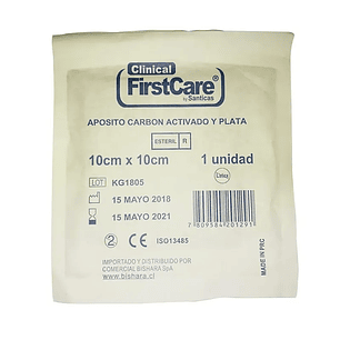 Apósito Carbón Activado + Ag — 10×10 cm - FirstCare