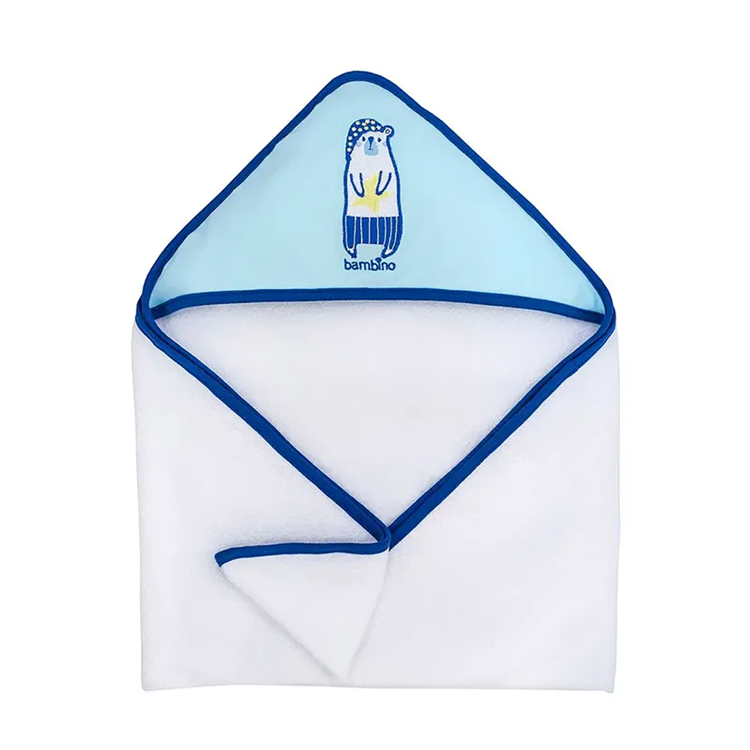 Toalla con Capucha Bambino Azul/Celeste - Oso/Mapache 2