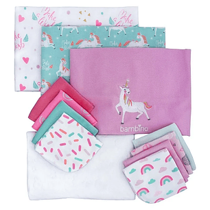 Bambino Baby Gift  - Set de Regalo 3 Mantitas/8 Toallitas para Bebé / 1 Mudador Rosa