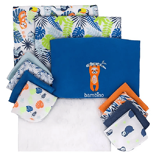 Bambino Baby Gift  - Set de Regalo 3 Mantitas/8 Toallitas para Bebé / 1 Mudador
