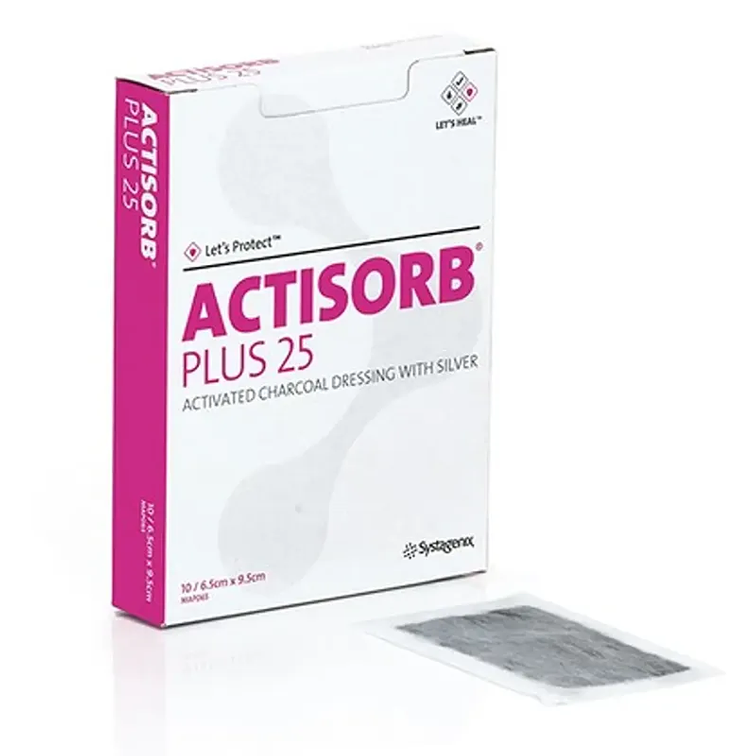 ACTISORB PLUS 25 — Apósito Carbón Activado + Plata — Medidas 1