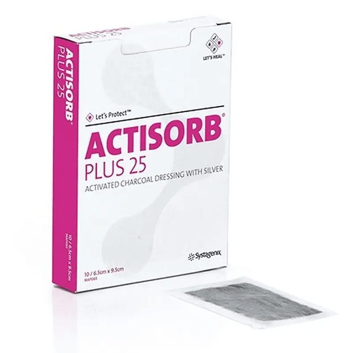 ACTISORB PLUS 25 — Apósito Carbón Activado + Plata — Medidas 1