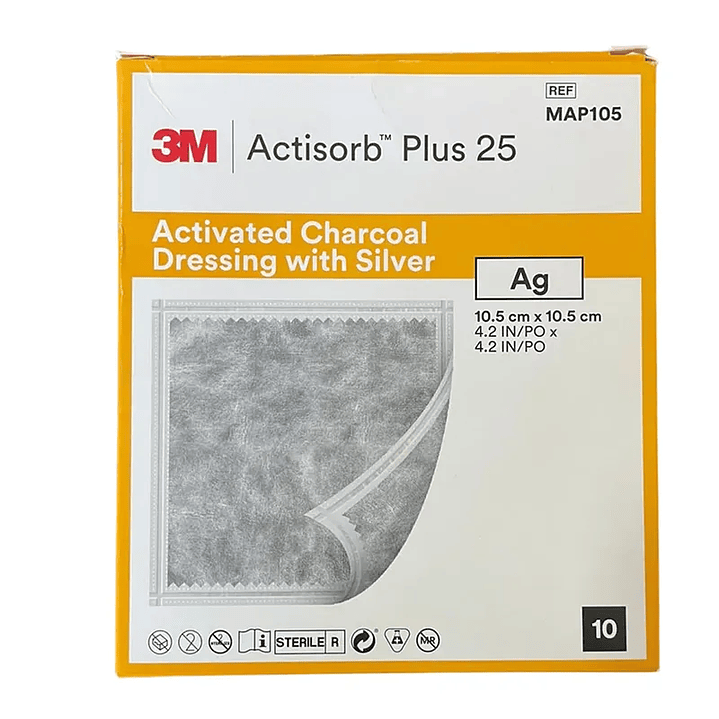 ACTISORB PLUS 25 — Apósito Carbón Activado + Plata — Medidas 2