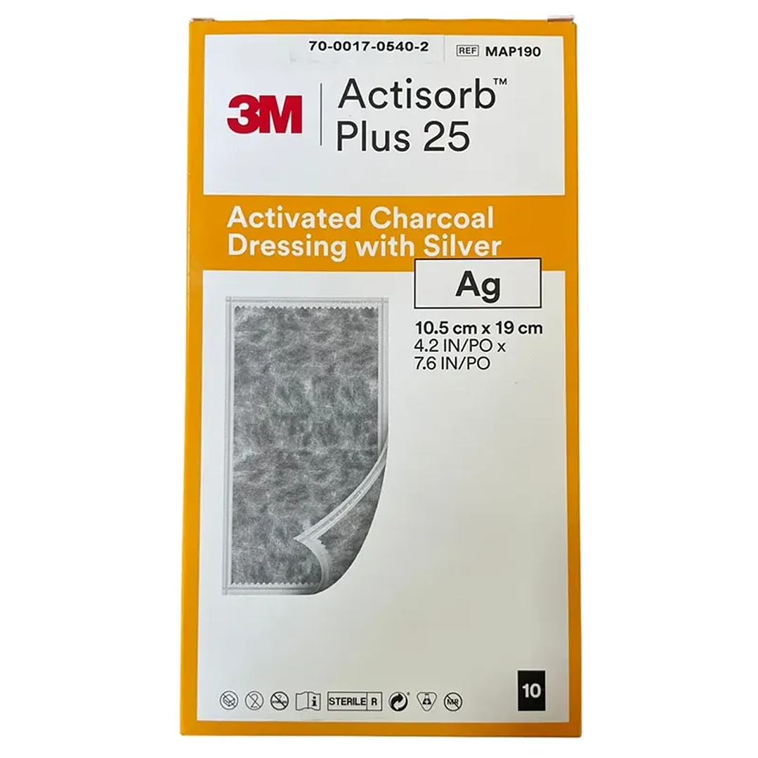 ACTISORB PLUS 25 — Apósito Carbón Activado + Plata — Medidas 3