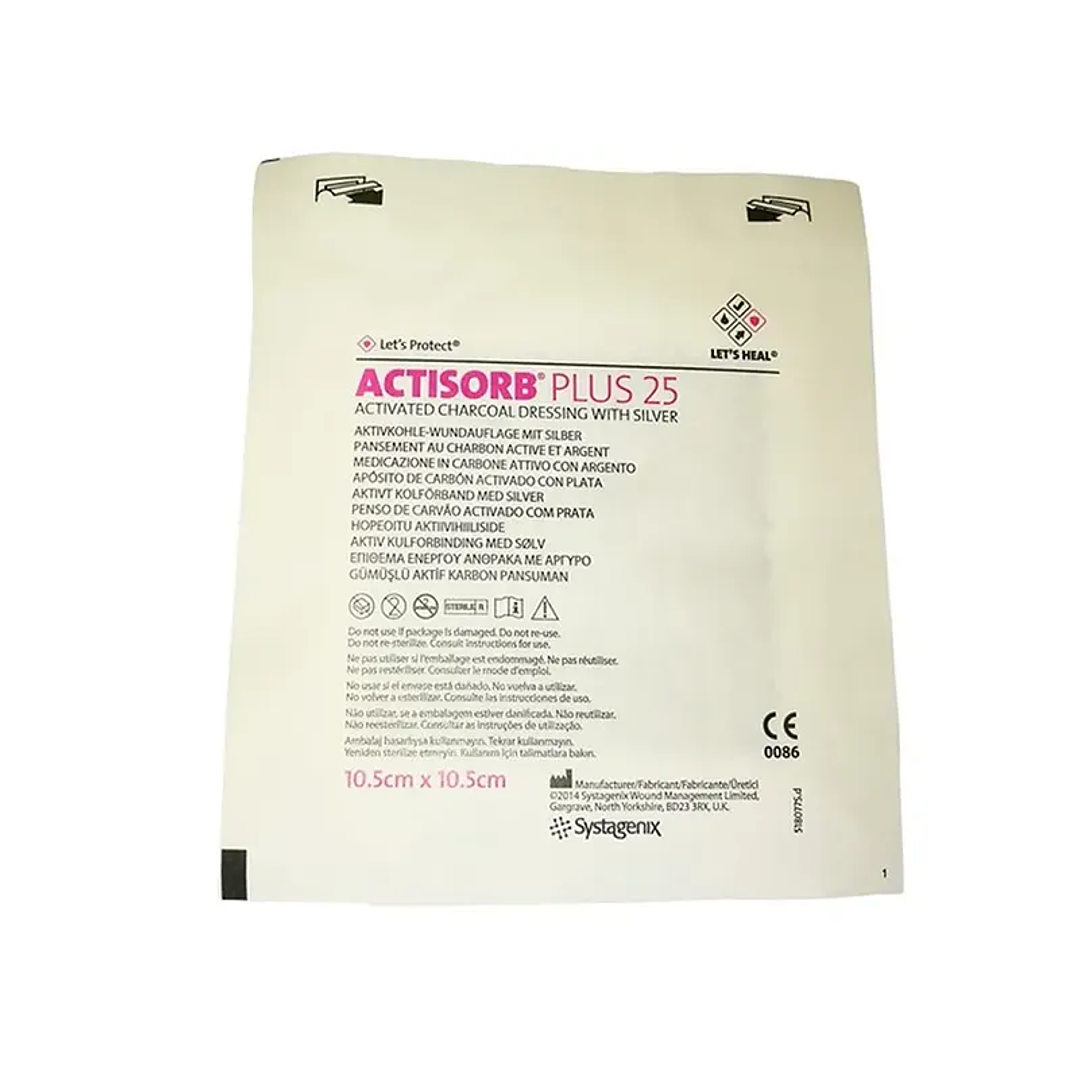 ACTISORB PLUS 25 — Apósito Carbón Activado + Plata — Medidas 4