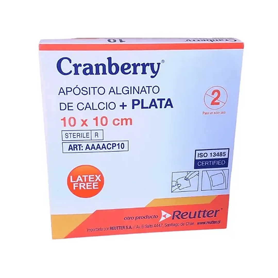 Apósito Alginato Calcio + Plata – 10 x 10cm — Cranberry - Ref. AAAACP10 1