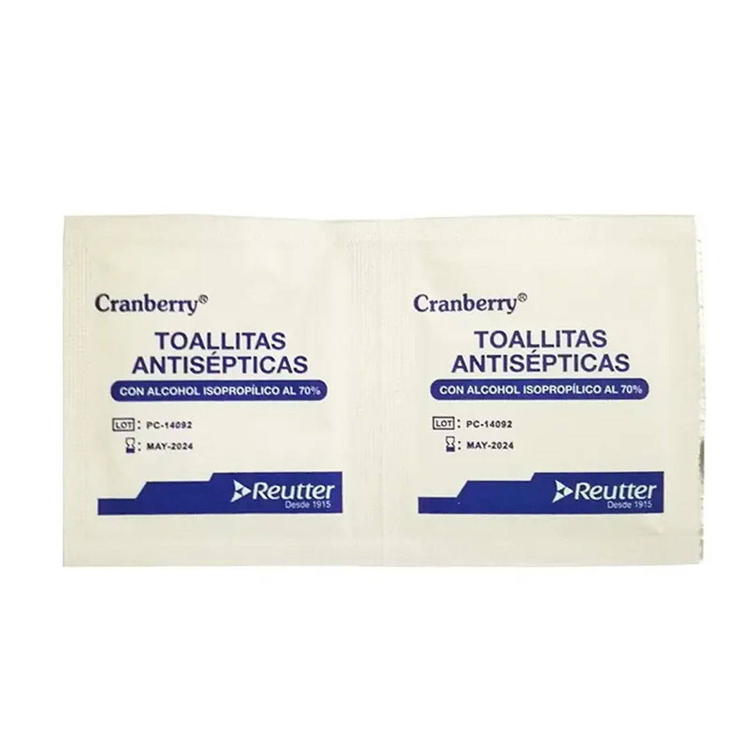 Toallitas Antisépticas con Alcohol Isopropílico al 70% - Cranberry 2