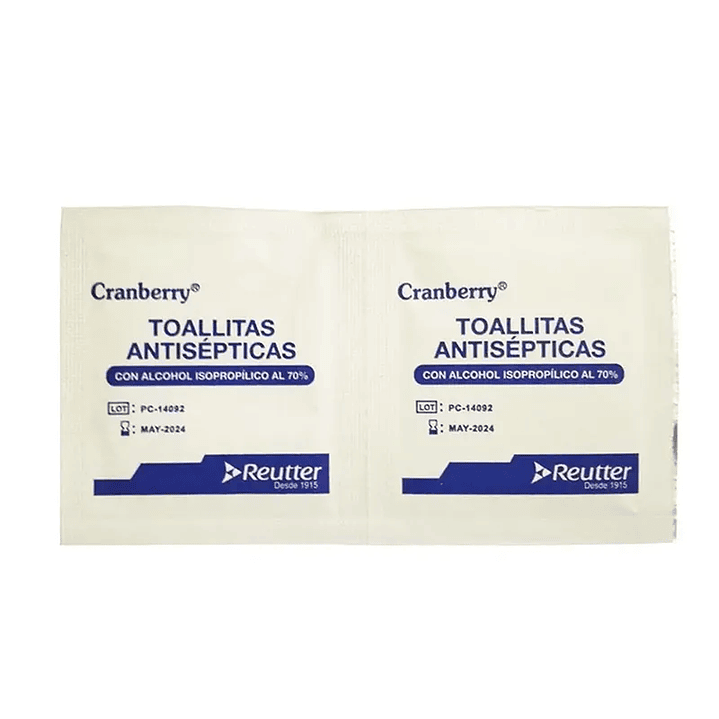 Toallitas Antisépticas con Alcohol Isopropílico al 70% - Cranberry 2