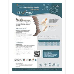 Calceta  de Microfibra con Calzador 280 20-30 mmHg Varimed - Punta Cerrada - REF.9014