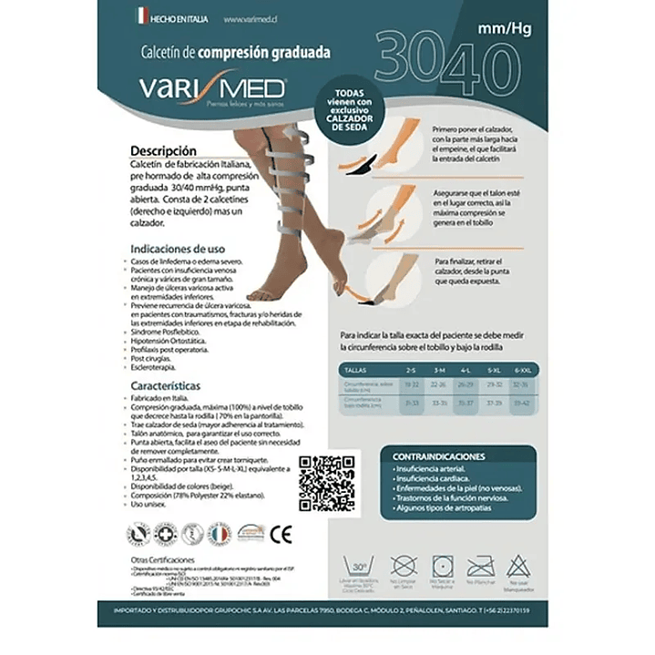 Calceta Varimed con Calzador 30-40 mmHg - Punta Abierta - REF.9046 1