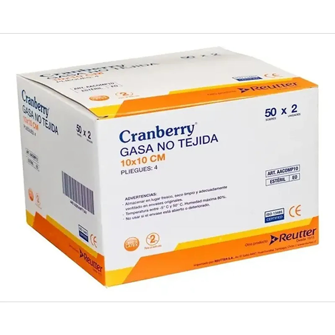 Gasa no Tejida — 10 x 10 cm— Caja (50 Un/Sobres) — Cranberry 1