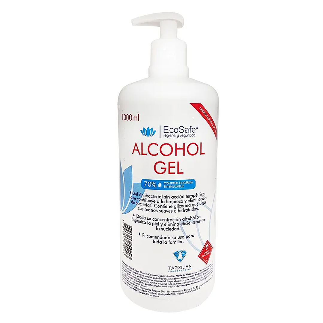 Alcohol Gel 70° + Glicerina Higienizante de Manos 1 L — ECOSAFE 1