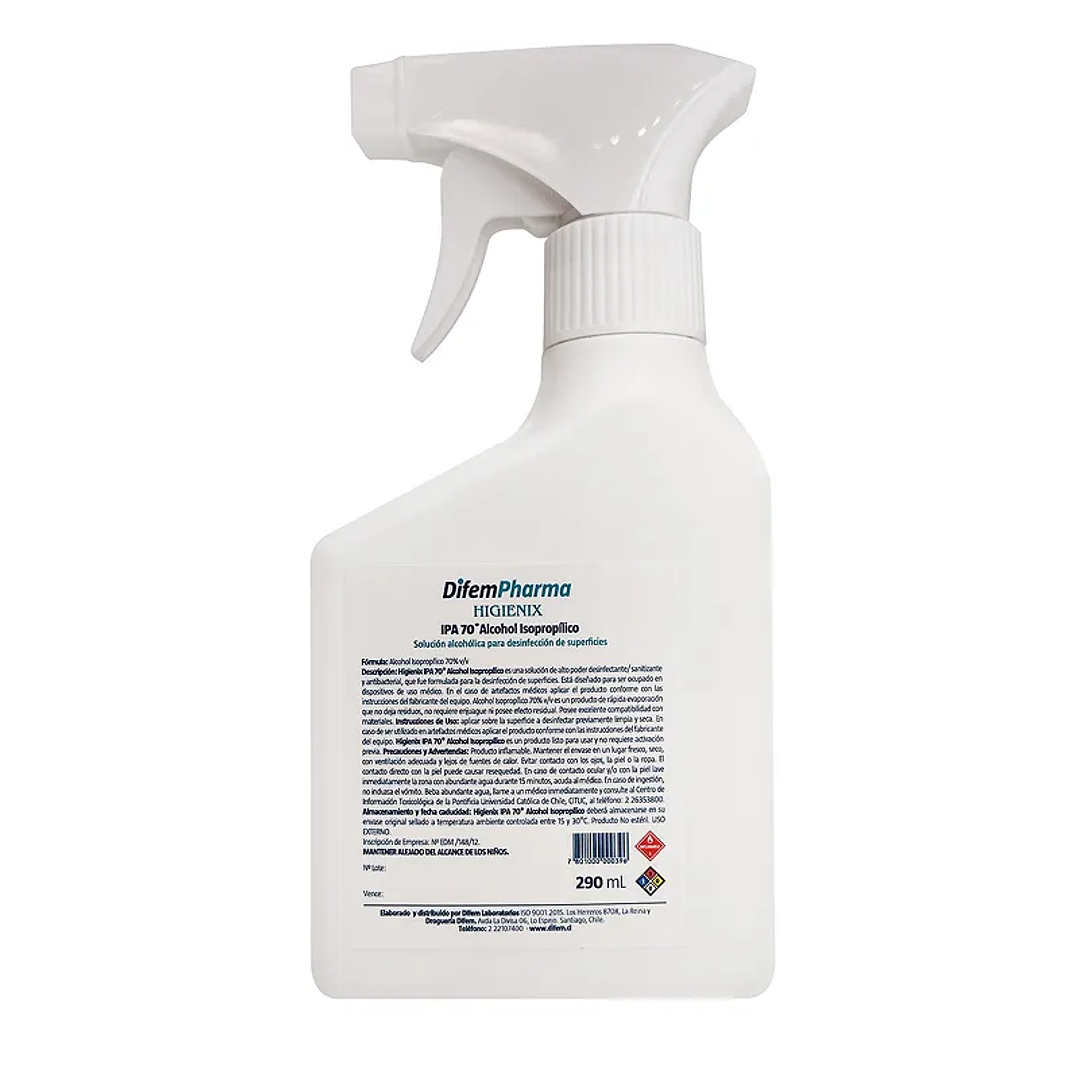 Alcohol Isopropílico IPA 70° Difem - 290ml 2