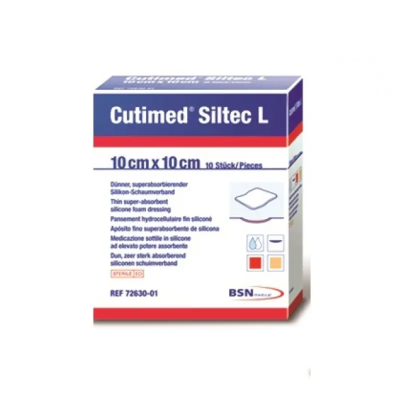 Apósito Espuma Silicona Cutimed Siltec L 10x10 cm — BSN (Ref. 73283-01)