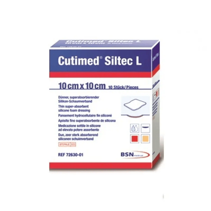 Apósito espuma silicona — CUTIMED SILTEC L — 10x10 cm  — 73283-01  1