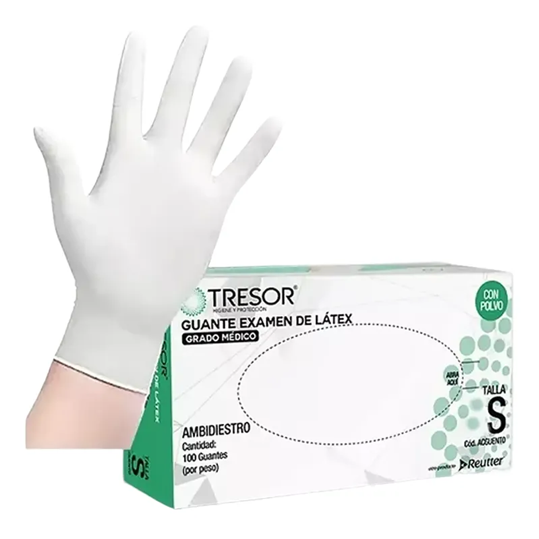 Guantes Látex Blanco — Tallas — Caja 100 Unidades — TRESOR  1
