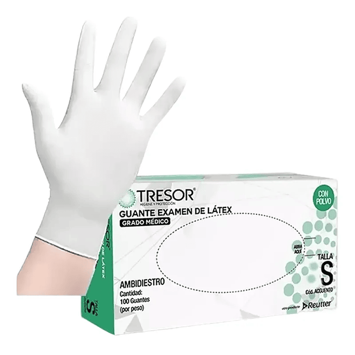 Guantes Látex Blanco — Tallas — Caja 100 Unidades — TRESOR  1