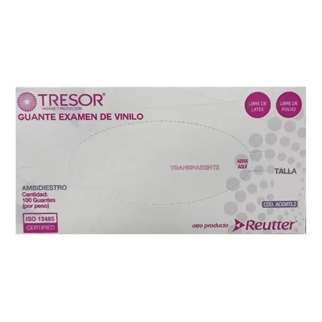 Guante Vinilo Transparente Caja 100 Unidades — Tallas — TRESOR 1