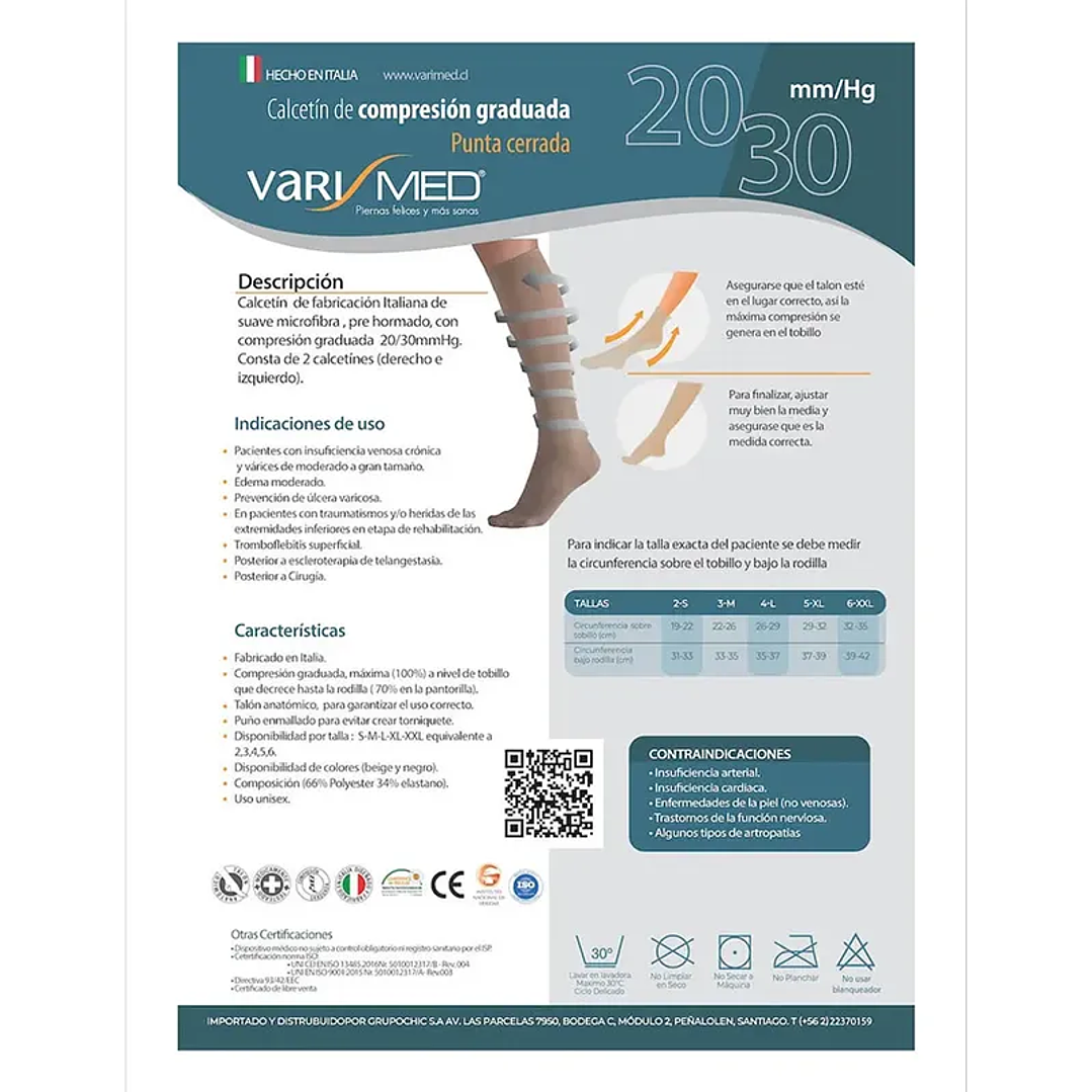 Calceta de Microfibra 280 20-30 mmHg Varimed - Punta Abierta - REF. 9003  1