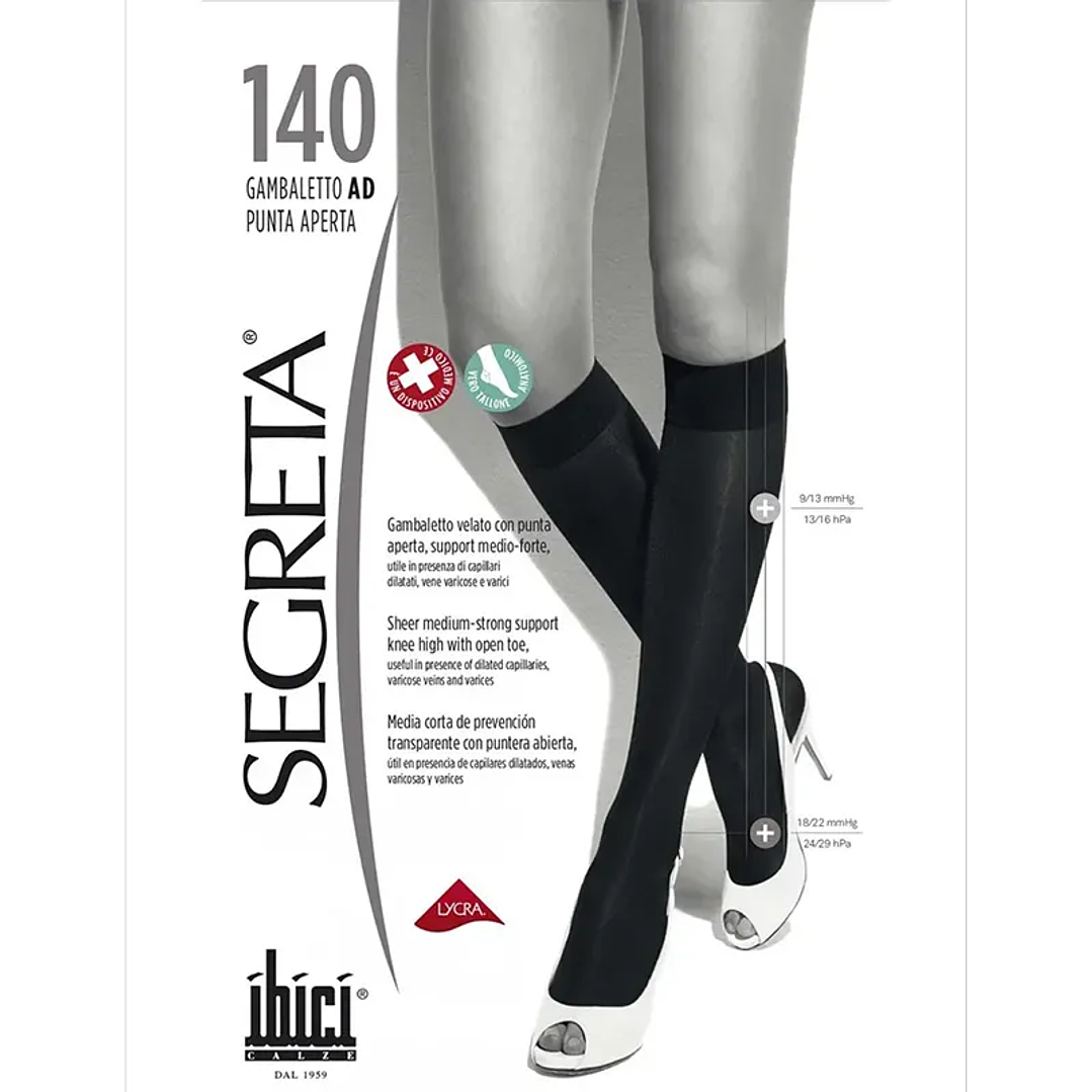 Calceta Segreta 140 18/22mmHg - Punta Abierta  1